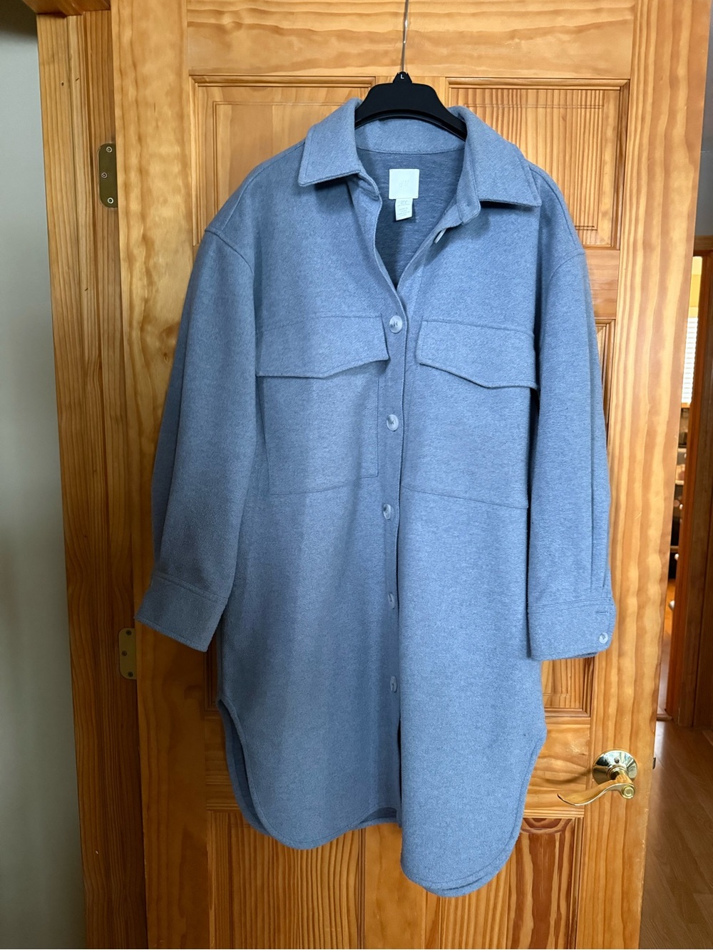 H&M Light Blue Oversized Button-Front Shacket